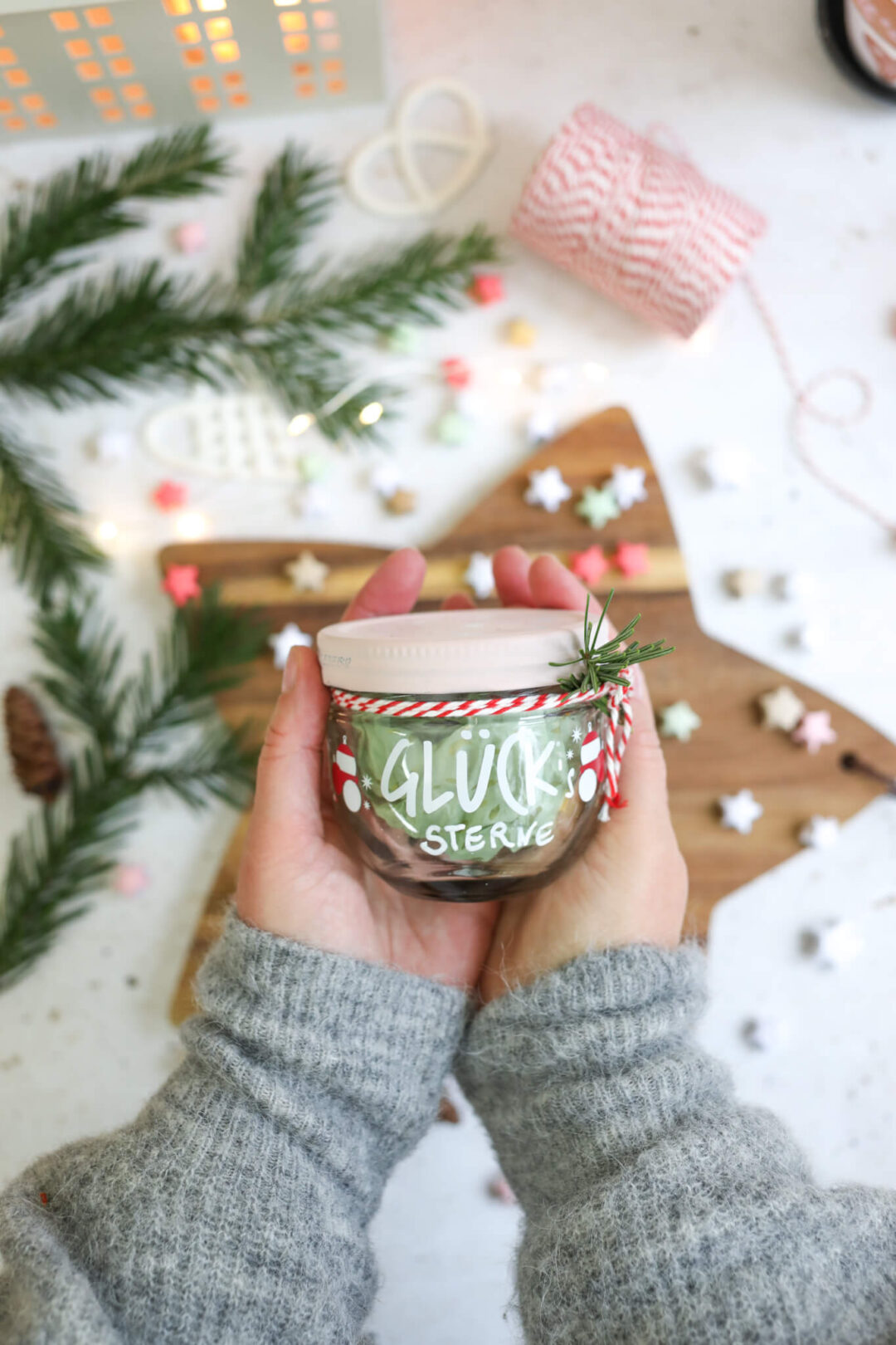 Adventskalender im Glas mit Glück